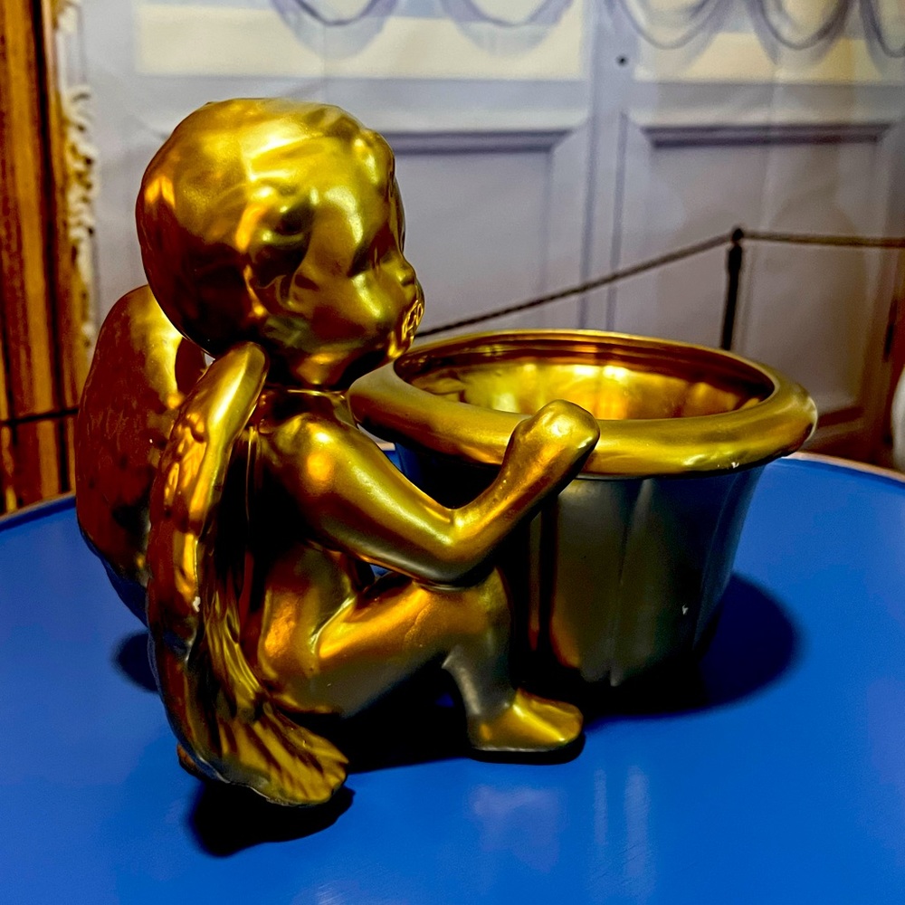 Glass gold angel vase